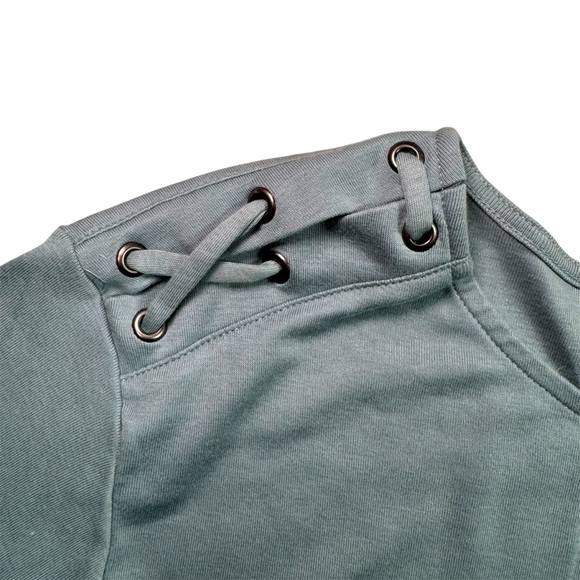 J. Jill Pima Laced Shoulder Tunic 4X Soft Blue Long Sleeve Top Office Wear - Picture 3 of 9